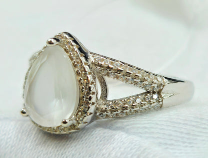 Luminous Moonstone Halo Ring