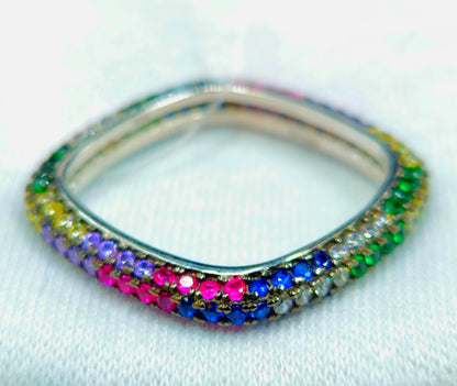 Multi Colors Pave Ring