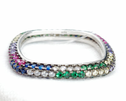 Multi Colors Pave Ring