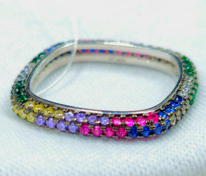 Multi Colors Pave Ring