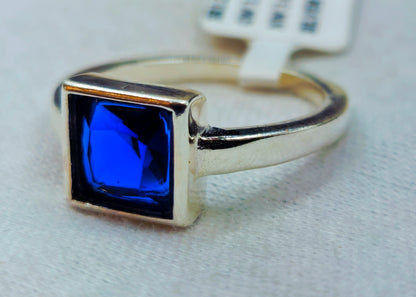 Square-Cut, Deep Blue Gemstone Ring