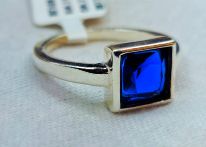 Square-Cut, Deep Blue Gemstone Ring