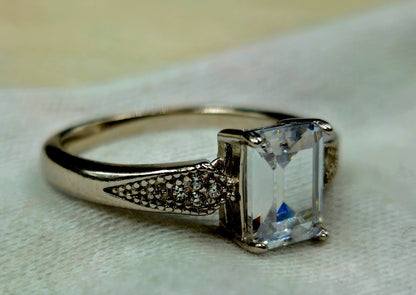 Square-Cut Stone Silver Ring For Men