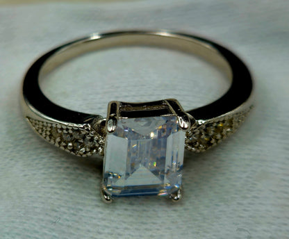 Square-Cut Stone Silver Ring For Men