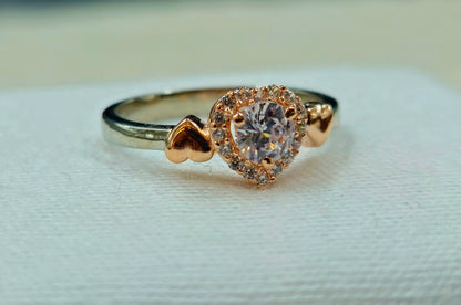 Sterling silver heart-shaped Ring with a two-tone design