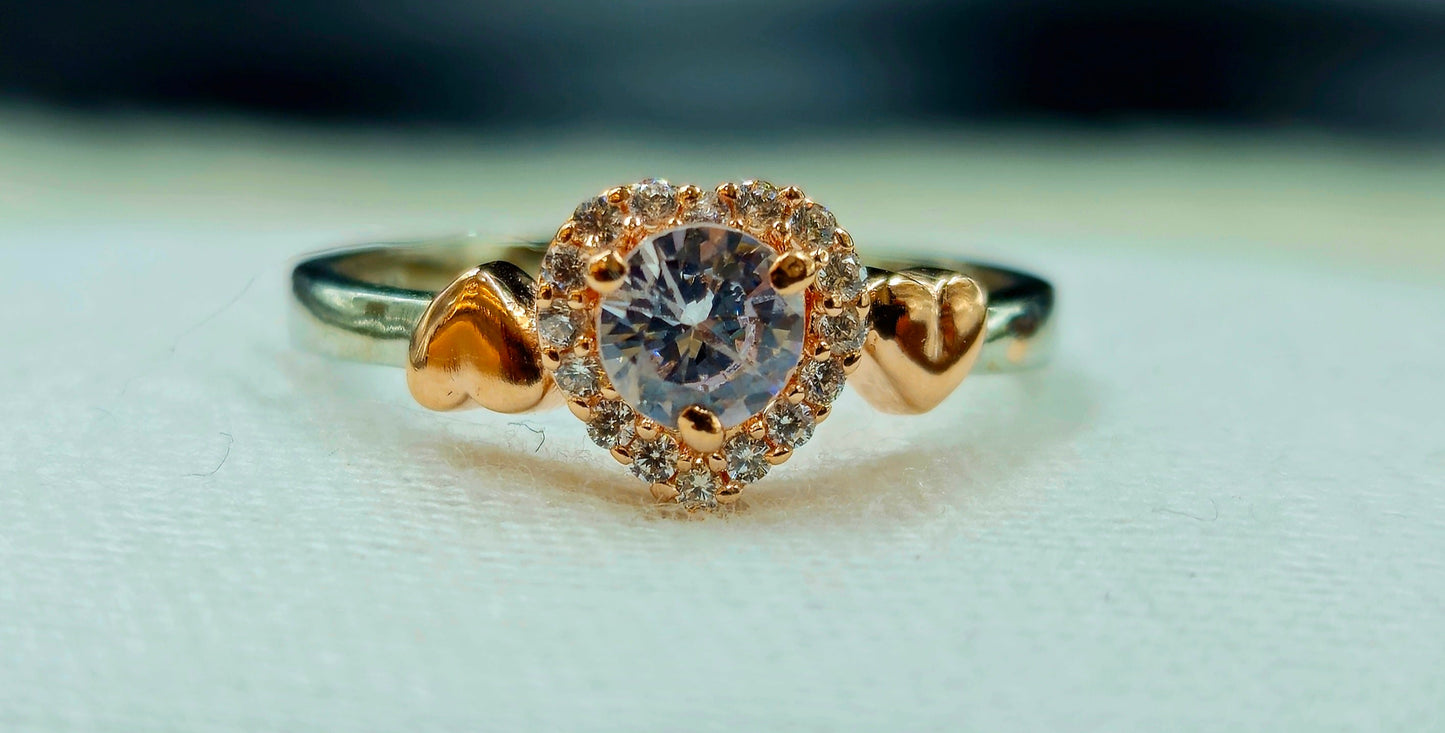 Sterling silver heart-shaped Ring with a two-tone design