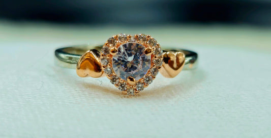 Sterling silver heart-shaped Ring with a two-tone design