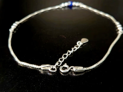 925 Sterling Silver Evil Eye Charm Anklet for Women | Protective Enamel Jewelry