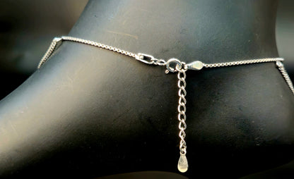 925 Sterling Silver Layered Draped Chain Anklet for Women | Elegant Tiered Design