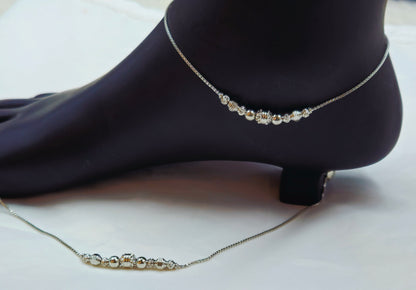 925 Sterling Silver Textured Bead Anklet for Women | Modern Daily Wear Jewelry