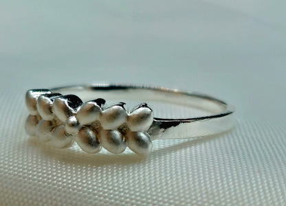 Matte Silver-Toned Floral Trio Ring