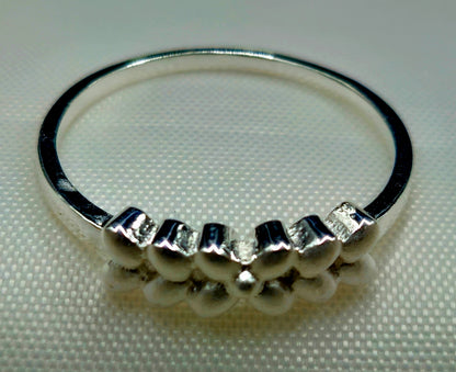 Matte Silver-Toned Floral Trio Ring