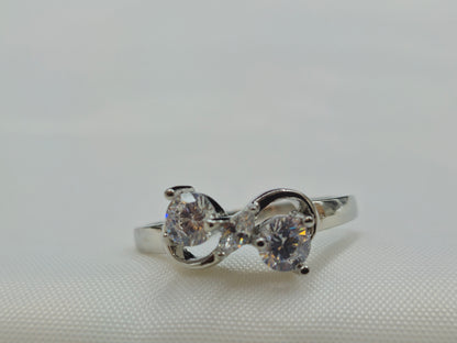 Silver Crystal Infinity Bow Ring