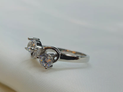 Silver Crystal Infinity Bow Ring