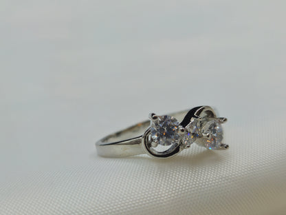 Silver Crystal Infinity Bow Ring