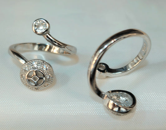 Silver Square-Circle Diamond Cosmic Toe Ring