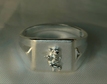 925 Silver Jester Figure Signet Ring for Men | Statement Design