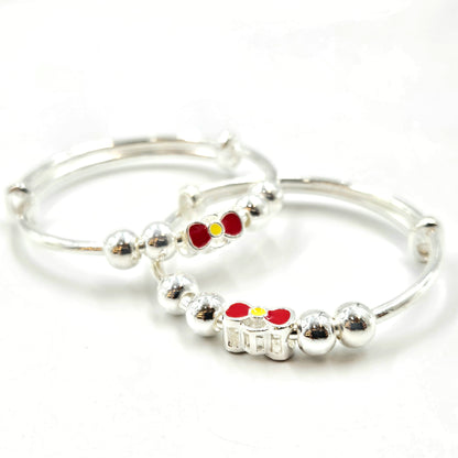 925 Sterling Silver Doraemon Enamel Baby Bangles | Gift