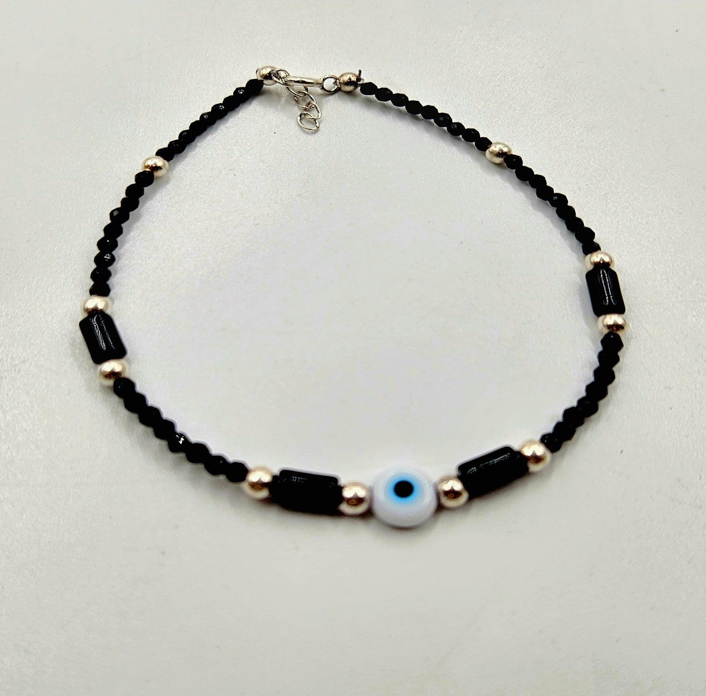 Protective Evil Eye and Black Bead Anklet