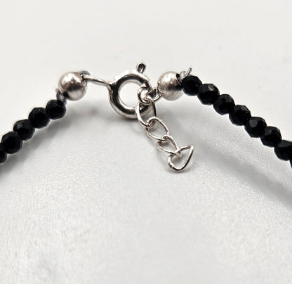 925 Sterling Silver Evil Eye & Black Bead Anklet for Women | Protective Jewelry