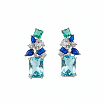 925 Sterling Silver Azure Symphony Multigem Earrings for Women