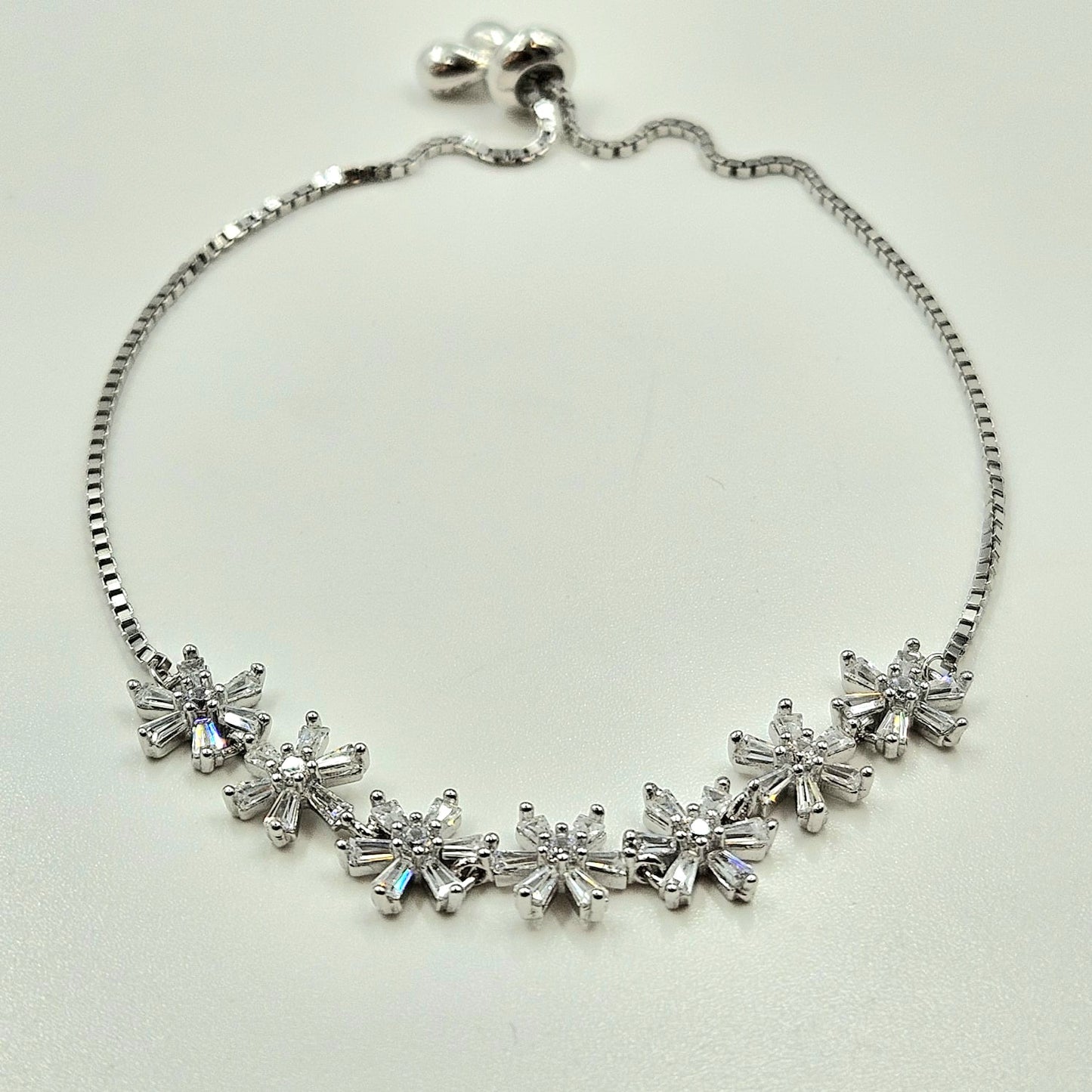 Baguette Starburst Cluster Bolo Bracelet
