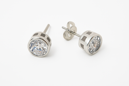 Bezel-Set Round Brilliant Stud Earrings