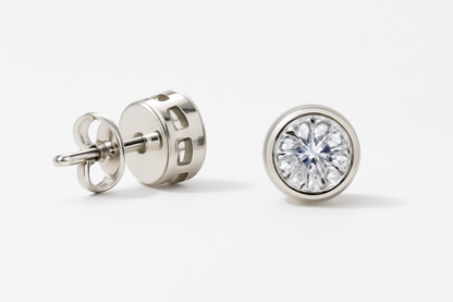 Bezel-Set Round Brilliant Stud Earrings