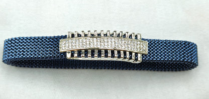 925 Sterling Silver Blue Luxe Grid Elastic Bracelet for Men | Party Wear