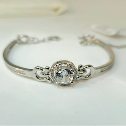 925 Sterling Silver Solitaire Halo Bracelet for Women | Bridal Gift