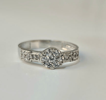 Classic Silver Cluster Couple's Rings