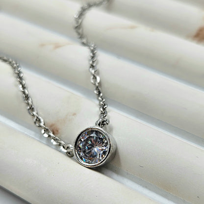 Classic Round Bezel Set Solitaire Pendant