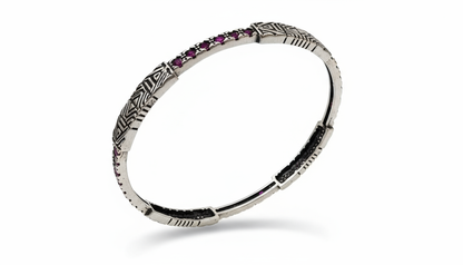 925 Sterling Silver Crimson Art-Deco Bangle for Women | Statement Jewelry