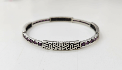 925 Sterling Silver Crimson Art-Deco Bangle for Women | Statement Jewelry