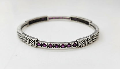925 Sterling Silver Crimson Art-Deco Bangle for Women | Statement Jewelry