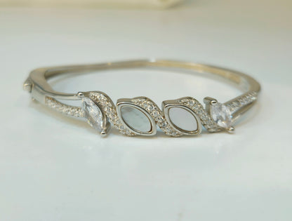 925 Sterling Silver Marquise & Mother-of-Pearl Bracelet for Women | Elegant Gift