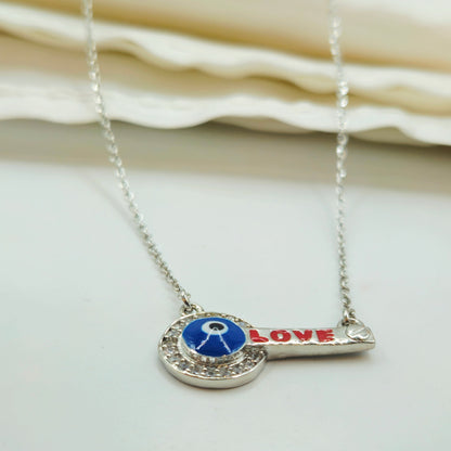 Evil Eye Love Key Pendant