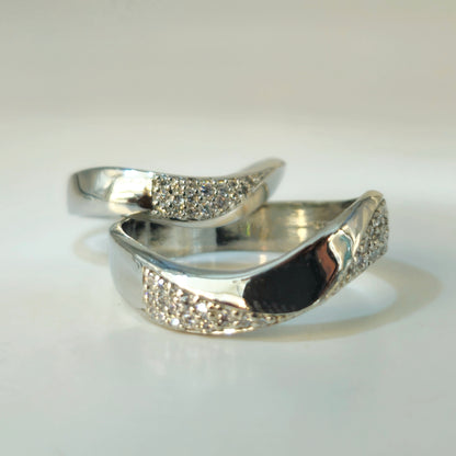 Flowing Wave Silver Couple's Rings