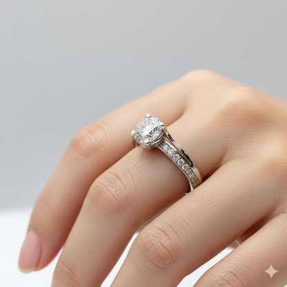 Round-Cut Solitaire Engagement Ring with a Channel-Set Band