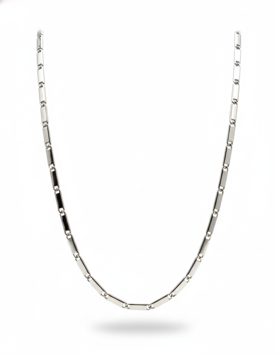 925 Sterling Silver Rectangular Link Chain for Men | Modern