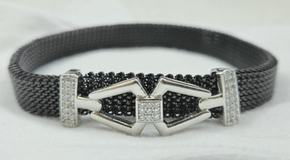 925 Sterling Silver Geometric Diamond Bracelet for Men | Party Wear