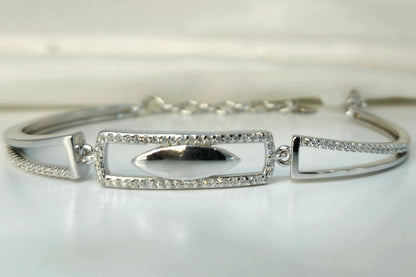 925 Sterling Silver Geometric Art Deco Bracelet for Women | Modern Statement