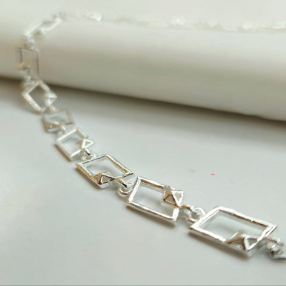 925 Sterling Silver Geometric Frame Bracelet for Women | Minimalist