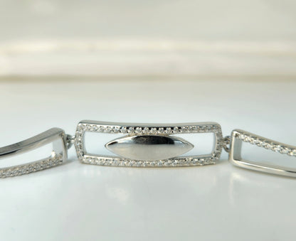 925 Sterling Silver Geometric Art Deco Bracelet for Women | Modern Statement