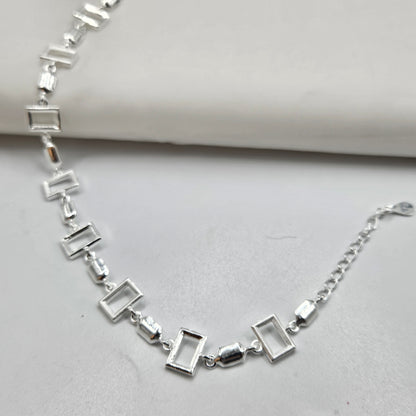 925 Sterling Silver Geometric Frame Bracelet for Women | Minimalist