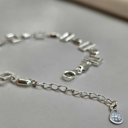 925 Sterling Silver Geometric Frame Bracelet for Women | Minimalist
