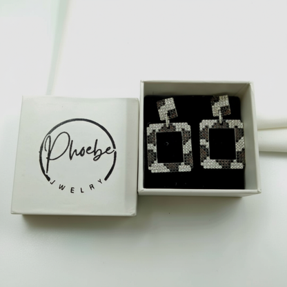 Glam Leopard Square Drop Earrings