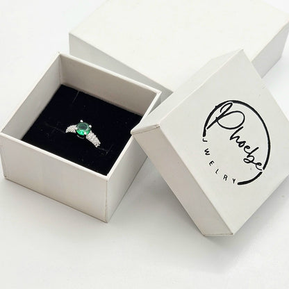 Green Gemstone Cocktail Ring with a Pave-Set Band