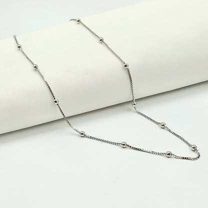 Silver Ball Chain with Beaded Stations