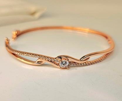 925 Sterling Silver Interlocking Wave Rose Gold Bracelet for Women | Gift